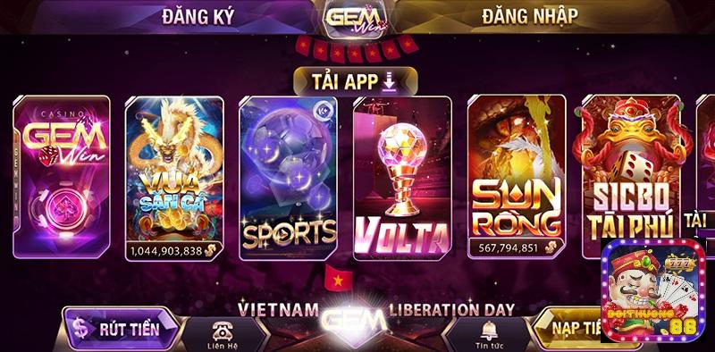 Top 8 Game bài đổi thưởng - Gemwin sảnh game giao diện hấp dẫn